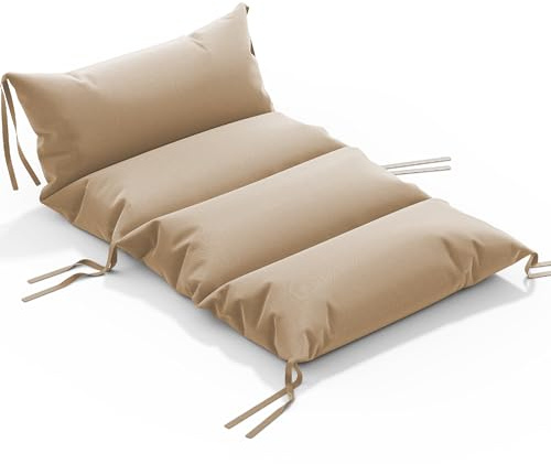 COSYLAND Cojín para Arco de Escalada para Niños 95 x 48 x 13 cm Cojín Balancín Infantil Extra Grueso y Suave Colchoneta Lavable con 6 Cintas para Leer Jugar y Descansar, Color Beige