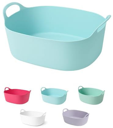 JARDIN202 - Cesto para Ropa Sucia 32L con Asas | Diseño Compacto y Moderno | Cesto de Colada | 32 litros (Celeste)