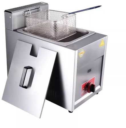 SenhE Fryers de Profondeur Commerciale, Friteuse à Gaz de Comptoir Professionnel, avec Copeaux de Poulet Panier et Couvercle pour Cuisine à la Maison, Puissance de feu Réglable