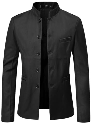 Generisch Herren Blazer Sportlich, Sakko Mit Einreiher Und Stehkragen Anzugjacke Große Größen Blazerjacke Einfarbig Freizeit Sakkos Elegant Geschäfts Businesssakko Für Büroarbeit Und Hochzeit
