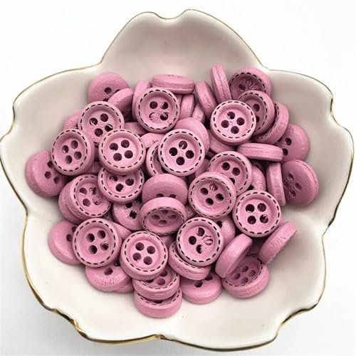 Knappar 50 st, 10 mm, 4hål, minifärg, barnknappar, trä, kläder, bröllopsdekoration, sytillbehör (58)