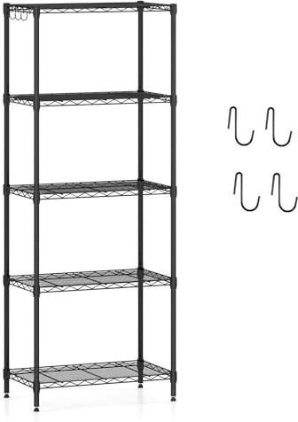 COSTWAY Estantería Metálica de 5 Niveles, Estanterias Almacenaje con Estante Ajustable, Rejilla de Alambre, Carga 340kg, Garaje, Cocina, Dormitorio, 59 x 34 x 152 cm (59 x 34 x 152 cm)