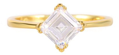 Mesnt Anello Fidanzamento Donna, Donna Oro Giallo Comoda Fede Nuziale con Solitario e moissanite Quadrata