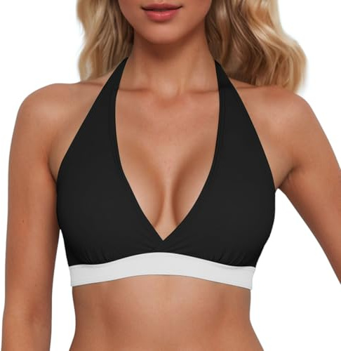 Parte De Arriba Bikini - Top Bikini Mujer Talla Grande Parte Superior Bikinis Escote en V Sujetador Sólido Sexy Bralette Push Up Lingerie Verano Playa Natación