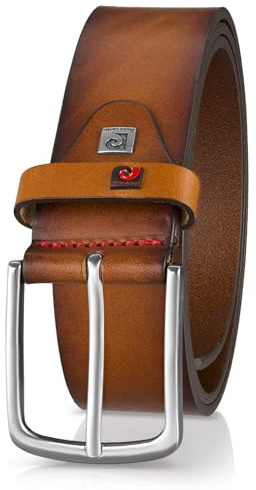 Pierre Cardin Leder-Gürtel Herren 40 mm breit, Gürtel Herren Vollrindleder cognac, Größe/Size:95, Farbe/Color:braun