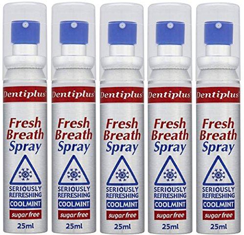 x5 Dentiplus Fresh Breath Spray Seriously Refreshing Coolmint Sugar Free 25ml
