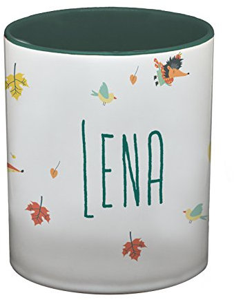 Ma2ca® Namenstasse Waldtiere Kindertasse mit Namen Becher Tasse Tasse Becher-innen_Dunkelgruen