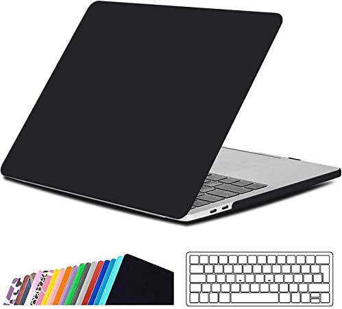 iNeseon Hülle Case Kompatibel mit MacBook Pro 15 (2019 2018 2017 2016), Hartschale Schutz Schale Cover + EU Tastaturschutz für MacBook Pro 15 Zoll (Modell A1707/A1990), Schwarz