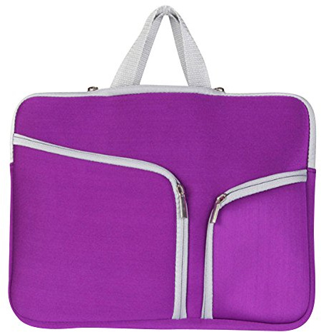 17 Inch Laptop Sleeve 360° Protective Case Cover with Two Lateral Pockets Zipper Handle with Great Space for Laptops/Notebooks/Ultrabooks/Netbooks Purple