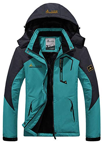 donhobo Womens Waterproof Jacket,Winter Hiking Warm Fleece Coat Blue XS