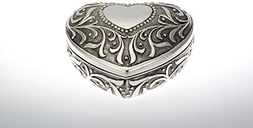 von Herzen schenken Schmuckdose Herz groß/antik versilbert D 9,0cm H 5,0cm