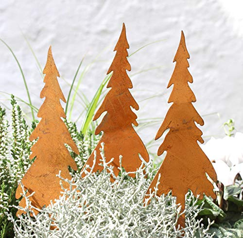 LB H&F 3er Set Tannenbaum Lilienburg Baum Weihnachtsdeko Bäume Roststecker Weihnachtsbaum Rost Tanne Metall wetterfest (Tannenbaum Set)