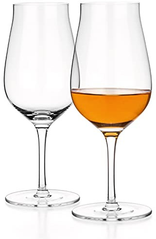 Luxbe - Bourbon, Brandy & Cognac Crystal Bicchieri Tulip Snifter, Set di 2 - Grande vetro artigianale senza piombo - Ottimo per bevande alcoliche - Whisky Scotch - 10 oz/300 ml