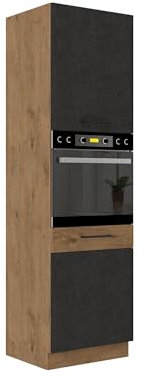 Kuechen-preisbombe Vigo Hochschrank 60 cm Eiche Lancelot Matera Grau Küchenzeile Küchenblock Küche