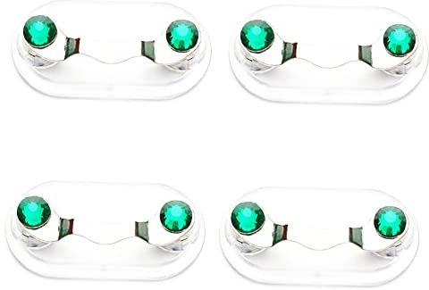 Magnetische Brillenhalter für Ausweise, Ausweishalter, Brillenhaken aus Edelstahl, Mini-Sonnenbrillenständer mit Kristallen und Perlen, 12 Farben, 4 Stück, Grün 2, One size