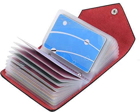 IHIGOGOFA Kreditkartenetui Damen Herren Kartenetui Leder - 20 Karten Verdickende haltbare Kunststoff-Einsatzhülsen