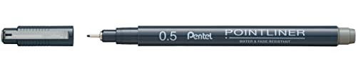 Pentel Pointliner S20P-5N, Fineliner, grau, wasserfest und lichtecht, 0.5 mm, 12 Stück