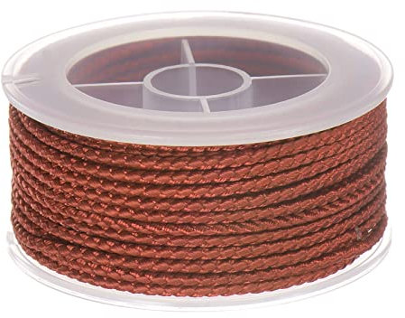 sourcing map Hilo de Nylon, Cuerda de Abalorios de Cordel, Cordón Trenzado Extrafuerte 2mm para Pulseras Joyería Fabricación Bricolaje Artesanía 11M/36 Pies, Sillín Marrón