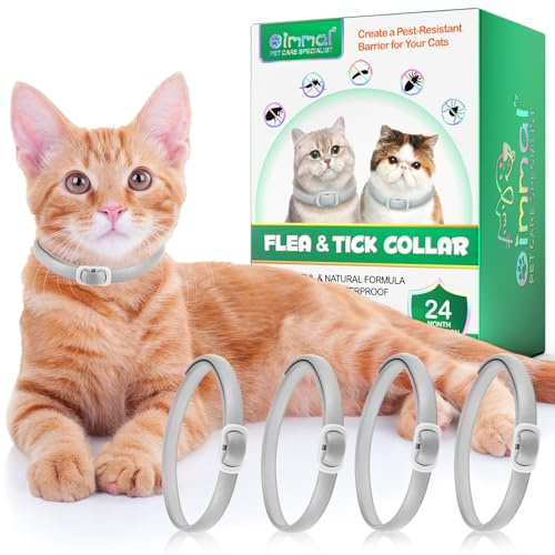Collare per gatti (confezione da 4), collare per gatti con ingredienti naturali estratti, collare per gatti impermeabile regolabile per gattini di taglia media e grande