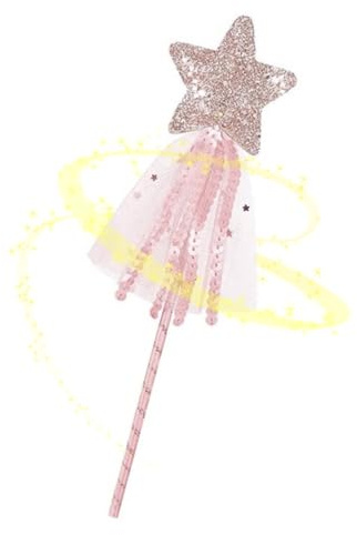 Fairy Wand, Glitter Star Wand Princess Wands Angel Fairy Wands Sticks for Christmas Costume Prop Birthday Wedding Party Supply Cosplay Accessories Y4-XNB (Pale Pink)