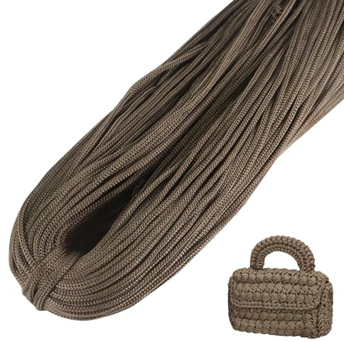 LEREATI Polyester Macrame Cord 3mm x 200m (656ft) Braided Cord Polyethylene Rope Macrame Yarn, Polyester Yarn for Crocheting, DIY, Craft Bag, Wall Hangings, Rug (Gray Coffee)