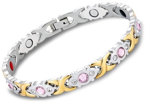 Ategazza Armband magnet rostfritt stål kristall damer magnetarmband med längdjustering, gb34, Rostfritt stål