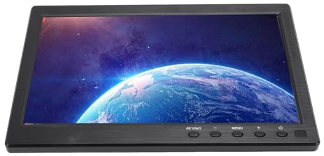 DOACT Small Screen, Mini Monitor Resolution HD IPS Display Remote Control Built in Speaker USB Monitor 10.1 Inch Monitor Portable 1024X600 for PC CCTV POS System (UK Plug 100‑240V)