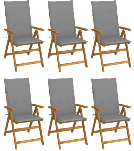 BaraSh Klappbare Gartenstühle 6 STK. mit Auflagen TerrassenstüHle CampingstüHle Set Klappbar StüHle FüR DraußEn BalkonstüHle Massivholz Akazie - 3064120