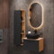 Planetmöbel Astra - Juego de muebles de baño con lavabo (60 cm, 1 armario lateral, roble dorado, antracita, lavabo de 42 cm), color negro