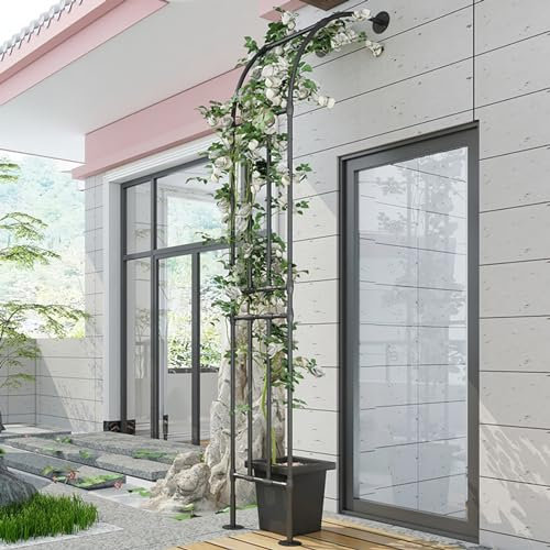 Gartenbogen Rosenbogen aus Metall Torbogen Rankhilfe für Kletterpflanzen und Rosen Rankbogen Rankgitter für Rasen Hinterhof Veranda