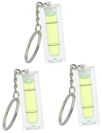 Hoement 3pcs Mini Bubble Spirit Level Keychain Set Horizontal Ruler Portable Acrylic Spirit Levels for Precise Measuring and Leveling on The Go, Green