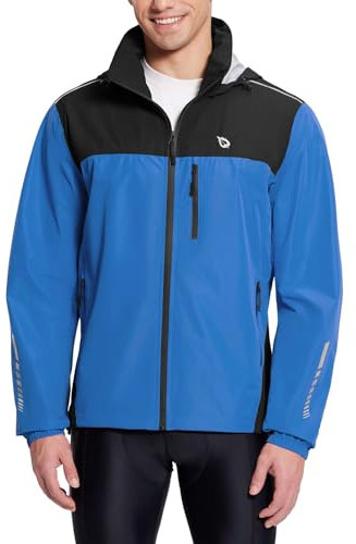 baleaf Fahrradjacke Herren Regenjacke Halsschutzjacke Wasserdicht Atmungsaktiv Wanderjacke Windbreaker Outdoor Jacken Leichte Windjacke Trekking Regenjacke Blau/Schwarz XL