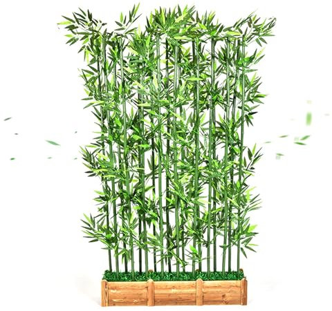Diodceraic Große Künstliche Bambuspflanzen, Bäume Für Außen- Und Innenbereiche, Künstliche Bambusseidenpflanze Mit Blättern Für Gartenzaun, Sichtschutz, Hofeingang(100x18x20cm-16 Pole,1.5m Tall)