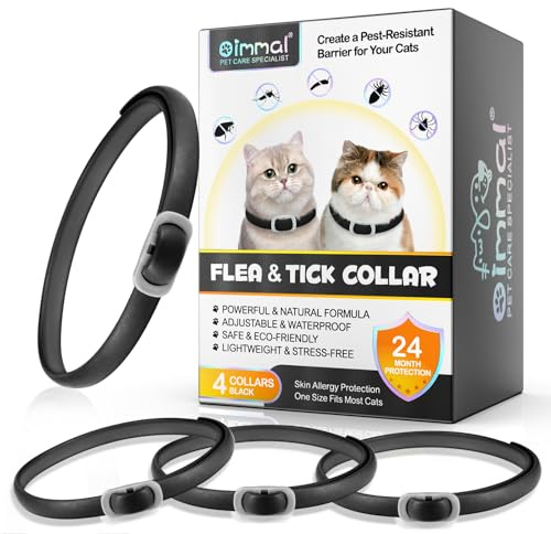 4 Pezzi Collare Antiparassitario per Gatti, Collare antipulci con zecche per gatti, Impermeabile Collare Antipulci e Zecche per Gatti, protezione efficace 24 mesi (B)