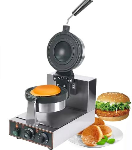 Máquina para hacer hamburguesas con hielo eléctrica, máquina para hacer gofres giratoria comercial, calefacción de doble cara, rotación de 180 °, temperatura ajustable 50-300 ℃, para uso doméstico,A