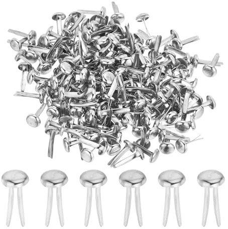PATIKIL 100 Stück Papier Messing Befestiger Splinte Pastell Mini Metall Brads Rundkopf Beschichtete Befestigung für Bastelkunst Scrapbooking DIY Zubehör, Silber, 8 x 15 mm