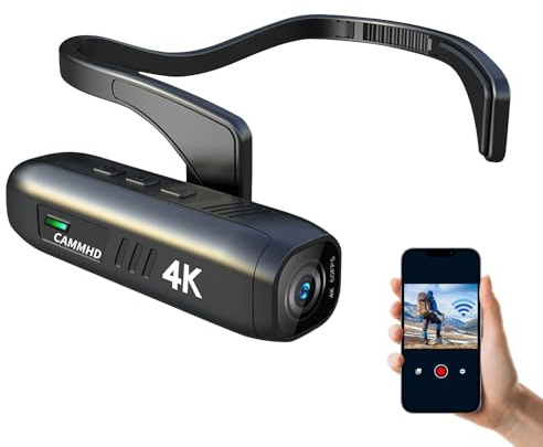 CAMMHD C2 Cámara de Video 4K, Cámara de Vlog para Llevar Puesta con Estabilizador de 6 Ejes, Grabadora con Control por App Wi-Fi (64G)