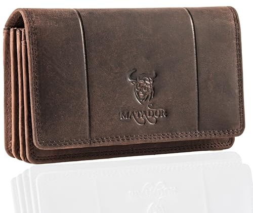 MATADOR Geldbörse Damen Rot Leder #VENEDIG mit edler Geschenkbox, Elegante Geldbörse Damen Mittelgroß mit RFID Blocker, Luxus Portemonnaie Damen Mittelgroß Viele Kartenfächer