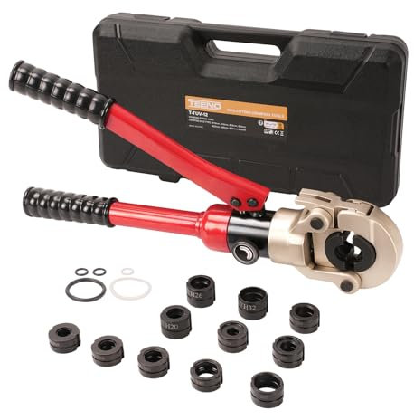 Pince à Sertir Hydraulique Ø15-32mm TEENO, avec 12pcs Contour, Outil de sertissage hydraulique per Plomberie Presse Hydraulique en cuivre 15, 18, 22, 28mm et PEX-AL-PEX 16, 20, 25, 26, 32mm