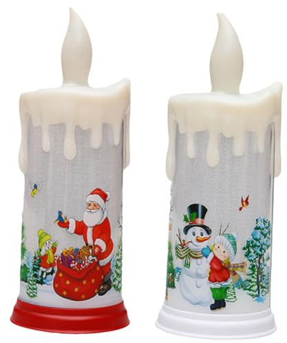 Hemobllo Flammenlose Weihnachtskerzen Tropfende Led-kerzen Ohne Batterie Mit Schneemann Weihnachtsmann Motiv Sichere Dekorative Beleuchtung Für Weihnachtsdeko Flammensicher Und Energiespare