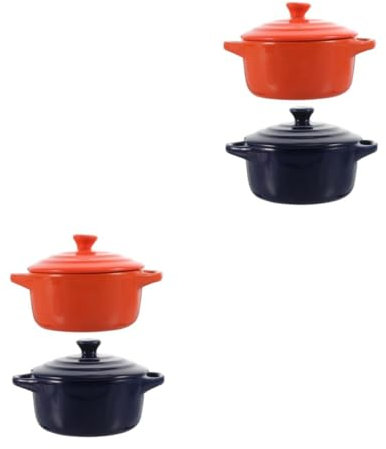 Cabilock 4stücke Keramik Schalen Mit Feuerfest Für Suppen Und Frühstück Für Zuhause Und Orange Und Dunkelviolett Vielseitig Einsetzbar