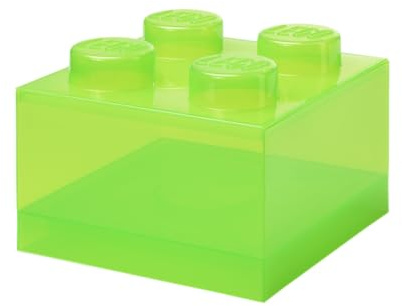 Room Copenhagen LEGO Storage Brick 4 Knobs Translucent Light Green - Stackable Plastic Storage Box with Lid for Kids and Adults Desk Organizer and Toy Box