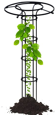 Support obélisque de jardin pour plantes – Treillage de 210 cm pour plantes grimpantes, support de fleurs léger, tour de plantes décoratives, vert et noir