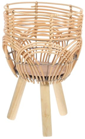 ROMISBABA Macetero con Patas de Bambú Soporte Resistente para Plantas de Interior Cesta Decorativa Rústica para Salón Balcón y Oficina Almacenamiento Natural y Duradero