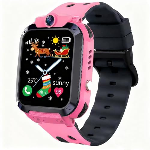 Puhiuyoi GPS Montre Connectée Enfant, Conversation Bidirectionnelle Montre Intelligente Enfants avec IP68 Résistant, Appel SOS, Voice Chat, Jeu, Caméra, Cadeaux pour Garçons et Filles 4-12 Ans