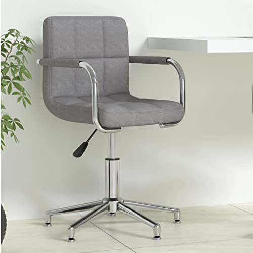 QZZCED Chaise de bureau pivotante en tissu gris clair avec design élégant et système de levage à gaz pour réglage de la hauteur, base croisée en métal pour stabilité, tapissée