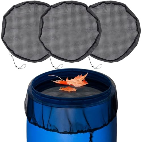 EVBOTGEE Red para barriles de lluvia, 3 unidades, 100 cm, ajustable, con cordón, diámetro del barril de lluvia, mosquitos, red de protección contra hojas e insectos