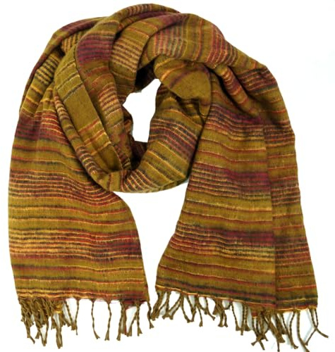 GURU SHOP Weicher Goa Schal/Stola, Schultertuch, Flauschige Decke- Senf, Herren/Damen, Gelb, Synthetisch