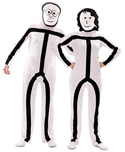 EUROCARNAVALES Kostüm mit Stickman-Masken für Erwachsene – Weiß – M/L (52)