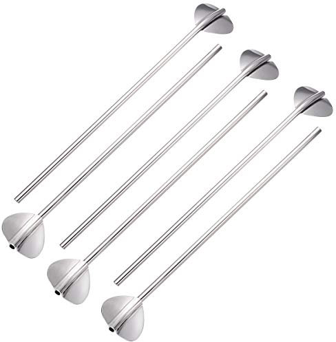 Besto nzon 6 pieza Acero inoxidable Forma de Corazón Metal reutilizables pajitas cóctel cuchara Set
